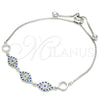 Sterling Silver Fancy Bracelet, with Sapphire Blue and White Cubic Zirconia, Polished, Rhodium Finish, 03.369.0008.10 (01 MM Thickness, 10 Inches Length)