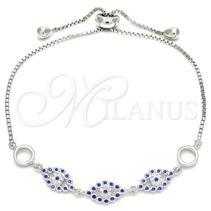 Sterling Silver Bracelet — Fancy Bracelet with Sapphire Blue and White Cubic — main product view — SKU 129804 | Plata 925 brazalete — elegante Bracelet with Sapphire Blue and blanco Cubic — SKU 129804