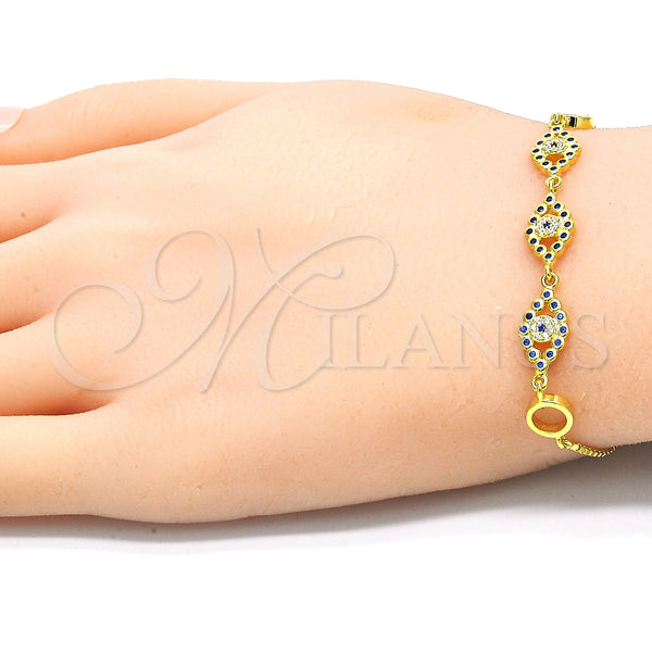 Sterling Silver Bracelet — Fancy Bracelet with Sapphire Blue and White Cubic — alternate product view — SKU 129806 | Plata 925 brazalete — elegante Bracelet with Sapphire Blue and blanco Cubic — SKU 129806