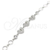 Sterling Silver Fancy Bracelet, Heart and Lock Design, with White Cubic Zirconia, Polished, Rhodium Finish, 03.369.0009.07 (06 MM Thickness, 7 Inches Length)