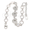 Sterling Silver Fancy Bracelet, Heart and Lock Design, with White Cubic Zirconia, Polished, Rhodium Finish, 03.369.0009.07 (06 MM Thickness, 7 Inches Length)