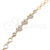 Sterling Silver Fancy Bracelet, Heart and Lock Design, with White Cubic Zirconia, Polished, Rose Gold Finish, 03.369.0009.1.07 (06 MM Thickness, 7 Inches Length)