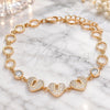 Sterling Silver Fancy Bracelet, Heart and Lock Design, with White Cubic Zirconia, Polished, Rose Gold Finish, 03.369.0009.1.07 (06 MM Thickness, 7 Inches Length)