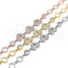 Sterling Silver Fancy Bracelet, Heart and Lock Design, with White Cubic Zirconia, Polished, Rose Gold Finish, 03.369.0009.1.07 (06 MM Thickness, 7 Inches Length)