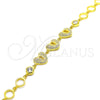 Sterling Silver Fancy Bracelet, Heart and Lock Design, with White Cubic Zirconia, Polished, Golden Finish, 03.369.0009.2.07 (06 MM Thickness, 7 Inches Length)