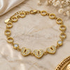 Sterling Silver Fancy Bracelet, Heart and Lock Design, with White Cubic Zirconia, Polished, Golden Finish, 03.369.0009.2.07 (06 MM Thickness, 7 Inches Length)
