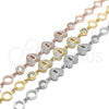 Sterling Silver Fancy Bracelet, Heart and Lock Design, with White Cubic Zirconia, Polished, Golden Finish, 03.369.0009.2.07 (06 MM Thickness, 7 Inches Length)