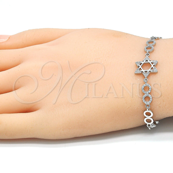 Sterling Silver Bracelet — Fancy Bracelet Judaica and Star of David Design — alternate product view — SKU 129810 | Plata 925 brazalete — elegante Bracelet Judaica and estrella of David diseño — SKU 129810