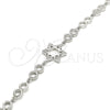 Sterling Silver Fancy Bracelet, Star of David Design, with White Cubic Zirconia, Polished, Rhodium Finish, 03.369.0010.07 (05 MM Thickness, 7 Inches Length)