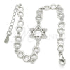 Sterling Silver Fancy Bracelet, Star of David Design, with White Cubic Zirconia, Polished, Rhodium Finish, 03.369.0010.07 (05 MM Thickness, 7 Inches Length)