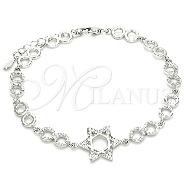 Sterling Silver Bracelet — Fancy Bracelet Judaica and Star of David Design — main product view — SKU 129810 | Plata 925 brazalete — elegante Bracelet Judaica and estrella of David diseño — SKU 129810