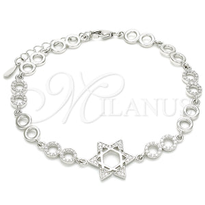 Sterling Silver Bracelet — Fancy Bracelet Judaica and Star of David Design — main product view — SKU 129810 | Plata 925 brazalete — elegante Bracelet Judaica and estrella of David diseño — SKU 129810