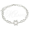 Sterling Silver Fancy Bracelet, Star of David Design, with White Cubic Zirconia, Polished, Rhodium Finish, 03.369.0010.07 (05 MM Thickness, 7 Inches Length)