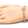 Sterling Silver Fancy Bracelet, Star of David Design, with White Cubic Zirconia, Polished, Rose Gold Finish, 03.369.0010.1.07 (05 MM Thickness, 7 Inches Length)