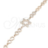 Sterling Silver Fancy Bracelet, Star of David Design, with White Cubic Zirconia, Polished, Rose Gold Finish, 03.369.0010.1.07 (05 MM Thickness, 7 Inches Length)