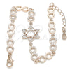 Sterling Silver Fancy Bracelet, Star of David Design, with White Cubic Zirconia, Polished, Rose Gold Finish, 03.369.0010.1.07 (05 MM Thickness, 7 Inches Length)