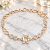 Sterling Silver Fancy Bracelet, Judaica and Star of David Design, with White Cubic Zirconia, Polished, Rose Gold Finish, 03.369.0010.1.07 (05 MM Thickness, 7 Inches Length)