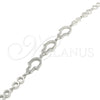 Sterling Silver Fancy Bracelet, Judaica and Hand of God Design, with White Cubic Zirconia, Polished, Rhodium Finish, 03.369.0011.07 (05 MM Thickness, 7 Inches Length)