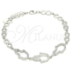 Sterling Silver Fancy Bracelet, Hand of God Design, with White Cubic Zirconia, Polished, Rhodium Finish, 03.369.0011.07 (05 MM Thickness, 7 Inches Length)