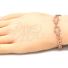 Sterling Silver Fancy Bracelet, Hand of God Design, with White Cubic Zirconia, Polished, Rose Gold Finish, 03.369.0011.1.07 (05 MM Thickness, 7 Inches Length)
