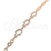 Sterling Silver Fancy Bracelet, Hand of God Design, with White Cubic Zirconia, Polished, Rose Gold Finish, 03.369.0011.1.07 (05 MM Thickness, 7 Inches Length)