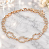 Sterling Silver Fancy Bracelet, Judaica and Hand of God Design, with White Cubic Zirconia, Polished, Rose Gold Finish, 03.369.0011.1.07 (05 MM Thickness, 7 Inches Length)