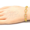 Sterling Silver Fancy Bracelet, Hand of God Design, with White Cubic Zirconia, Polished, Golden Finish, 03.369.0011.2.07 (05 MM Thickness, 7 Inches Length)