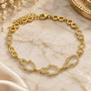 Sterling Silver Fancy Bracelet, Judaica and Hand of God Design, with White Cubic Zirconia, Polished, Golden Finish, 03.369.0011.2.07 (05 MM Thickness, 7 Inches Length)
