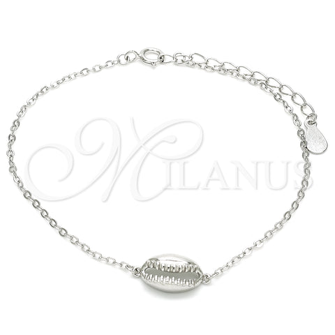 Sterling Silver Fancy Bracelet, Polished, Rhodium Finish, 03.370.0001.06 (02 MM Thickness, 6 Inches Length)