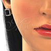 Sterling Silver Earring and Pendant Adult Set, with Black and White Cubic Zirconia, Polished, Rhodium Finish, 10.175.0061.4