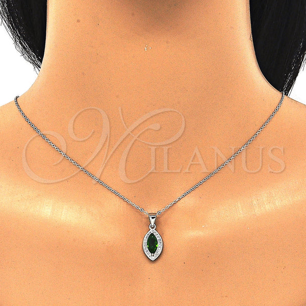Sterling Silver Ring — Earring and Pendant Adult Set with Green Cubic — alternate product view — SKU 129828 | Plata 925 anillo — Earring and Pendant Adult Set with Green Cubic — SKU 129828