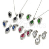 Sterling Silver Earring and Pendant Adult Set, with Green Cubic Zirconia and White Micro Pave, Polished, Rhodium Finish, 10.175.0068.2