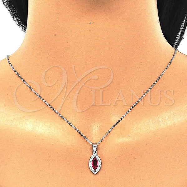Sterling Silver Ring — Earring and Pendant Adult Set with Ruby Cubic — alternate product view — SKU 129829 | Plata 925 anillo — Earring and Pendant Adult Set with Ruby Cubic — SKU 129829