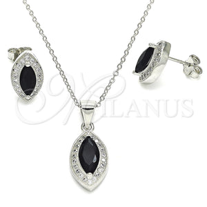 Sterling Silver Ring — Earring and Pendant Adult Set with Black Cubic — main product view — SKU 129830 | Plata 925 anillo — Earring and Pendant Adult Set with negro Cubic — SKU 129830