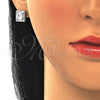 Sterling Silver Earring and Pendant Adult Set, with White Cubic Zirconia and White Micro Pave, Polished, Rhodium Finish, 10.175.0069