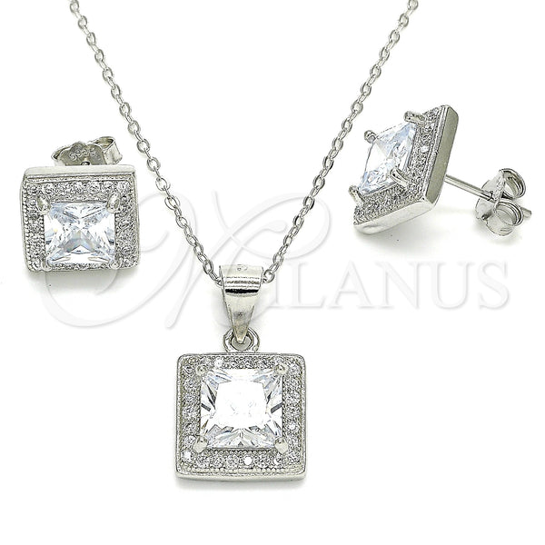 Sterling Silver Ring — Earring and Pendant Adult Set with White Cubic — main product view — SKU 129831 | Plata 925 anillo — Earring and Pendant Adult Set with blanco Cubic — SKU 129831