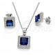 Juego de Arete y Dije de Adulto 10.175.0069.1 Plata Rodinada, con Zirconia Cubica Zafiro Azul y Micro Pave Blanca, Pulido, Rodinado