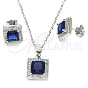 Sterling Silver Ring — Earring and Pendant Adult Set with Sapphire Blue — main product view — SKU 129832 | Plata 925 anillo — Earring and Pendant Adult Set with Sapphire Blue — SKU 129832
