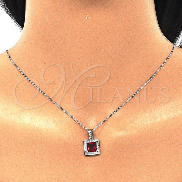 Sterling Silver Ring — Earring and Pendant Adult Set with Ruby Cubic — alternate product view — SKU 129833 | Plata 925 anillo — Earring and Pendant Adult Set with Ruby Cubic — SKU 129833