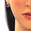 Sterling Silver Earring and Pendant Adult Set, with Ruby Cubic Zirconia and White Micro Pave, Polished, Rhodium Finish, 10.175.0069.2