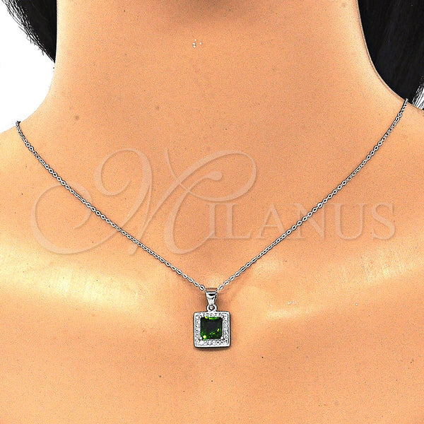 Sterling Silver Ring — Earring and Pendant Adult Set with Green Cubic — alternate product view — SKU 129834 | Plata 925 anillo — Earring and Pendant Adult Set with Green Cubic — SKU 129834