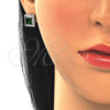 Sterling Silver Earring and Pendant Adult Set, with Green Cubic Zirconia and White Micro Pave, Polished, Rhodium Finish, 10.175.0069.3