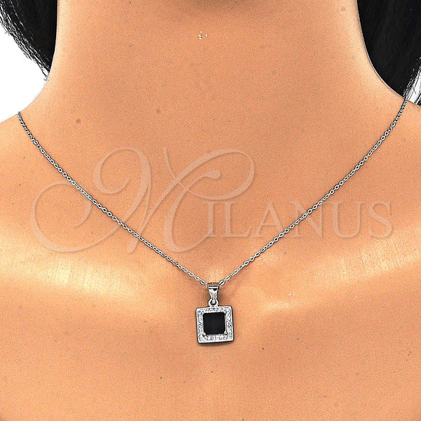 Sterling Silver Ring — Earring and Pendant Adult Set with Black Cubic — alternate product view — SKU 129835 | Plata 925 anillo — Earring and Pendant Adult Set with negro Cubic — SKU 129835