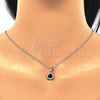 Sterling Silver Earring and Pendant Adult Set, with Black Cubic Zirconia and White Micro Pave, Polished, Rhodium Finish, 10.175.0070.4