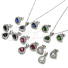 Sterling Silver Earring and Pendant Adult Set, with Black Cubic Zirconia and White Micro Pave, Polished, Rhodium Finish, 10.175.0070.4