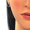 Sterling Silver Earring and Pendant Adult Set, Teardrop Design, with Ruby Cubic Zirconia and White Micro Pave, Polished, Rhodium Finish, 10.175.0072.3