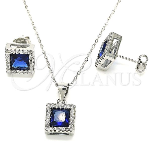 Sterling Silver Ring — Earring and Pendant Adult Set with Sapphire Blue — main product view — SKU 129853 | Plata 925 anillo — Earring and Pendant Adult Set with Sapphire Blue — SKU 129853