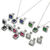 Sterling Silver Earring and Pendant Adult Set, with Sapphire Blue Cubic Zirconia and White Micro Pave, Polished, Rhodium Finish, 10.175.0073.2