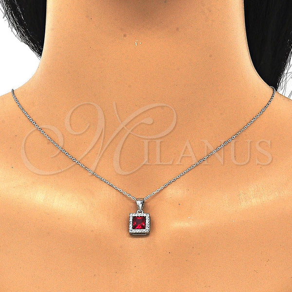 Sterling Silver Ring — Earring and Pendant Adult Set with Ruby Cubic — alternate product view — SKU 129854 | Plata 925 anillo — Earring and Pendant Adult Set with Ruby Cubic — SKU 129854