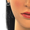 Sterling Silver Earring and Pendant Adult Set, with Black Cubic Zirconia and White Micro Pave, Polished, Rhodium Finish, 10.175.0073.4